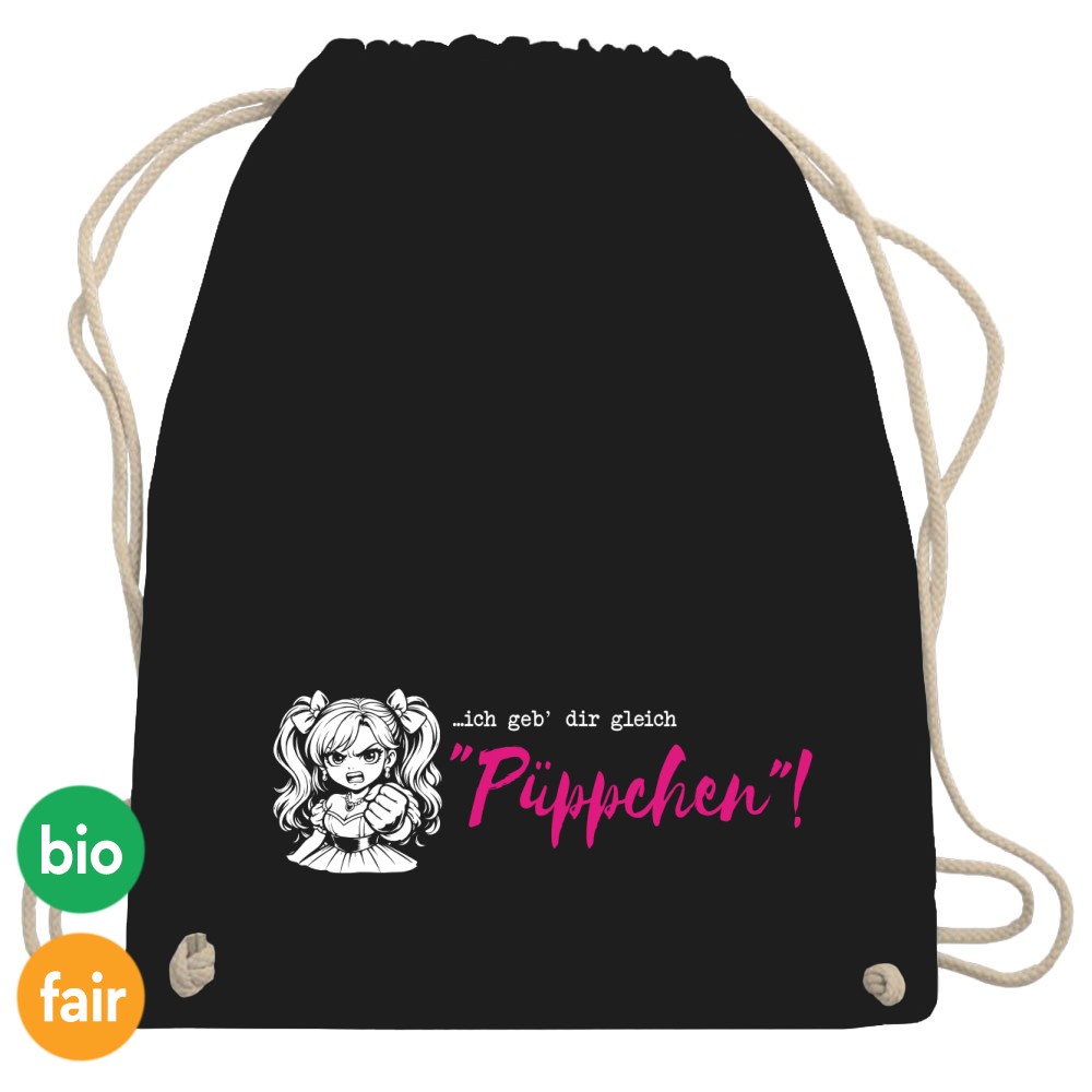 Turnbeutel / Stoff-Rucksack »…ich geb dir gleich Püppchen!«