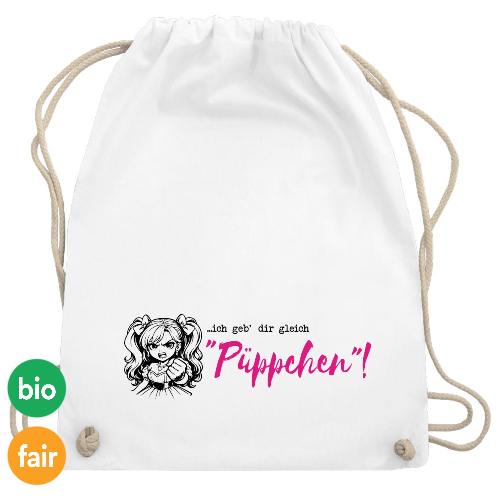 Turnbeutel / Stoff-Rucksack »…ich geb dir gleich Püppchen!«